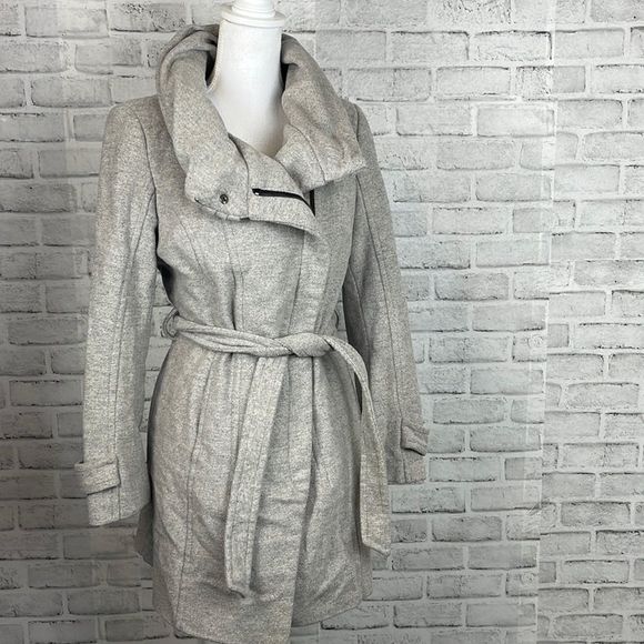 Zara Jackets & Blazers - Zara Wool Bend Gray Coat Zipper Tie Front Medium Coatigan